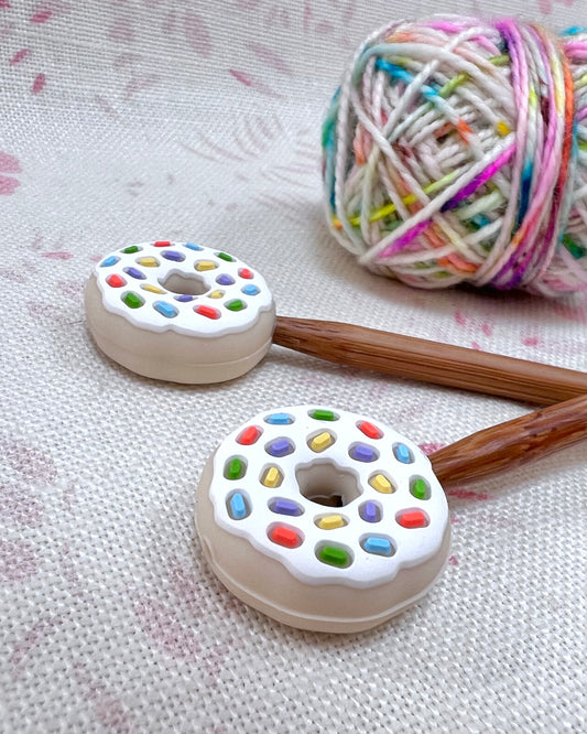 Doughnut Knitting Needle Stoppers - White