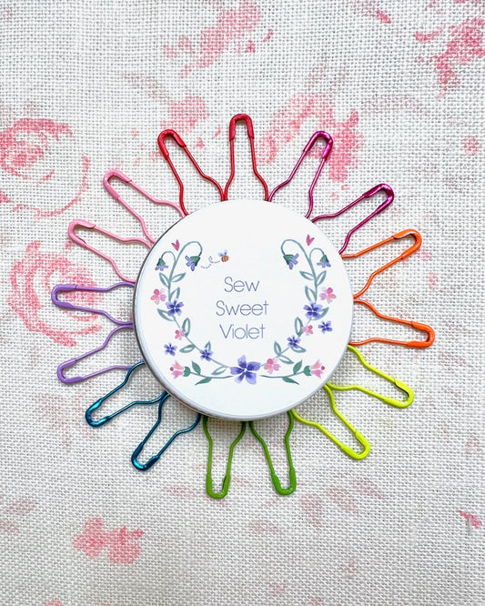 Rainbow Bulb Safety Pins in a Sweet Little Tin