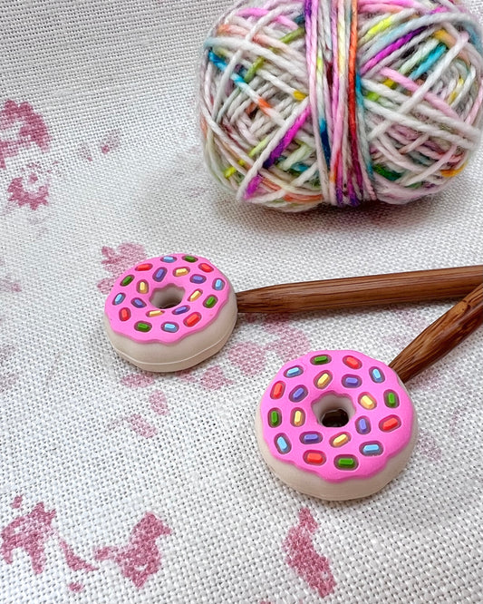 Doughnut Knitting Needle Stoppers - Pink