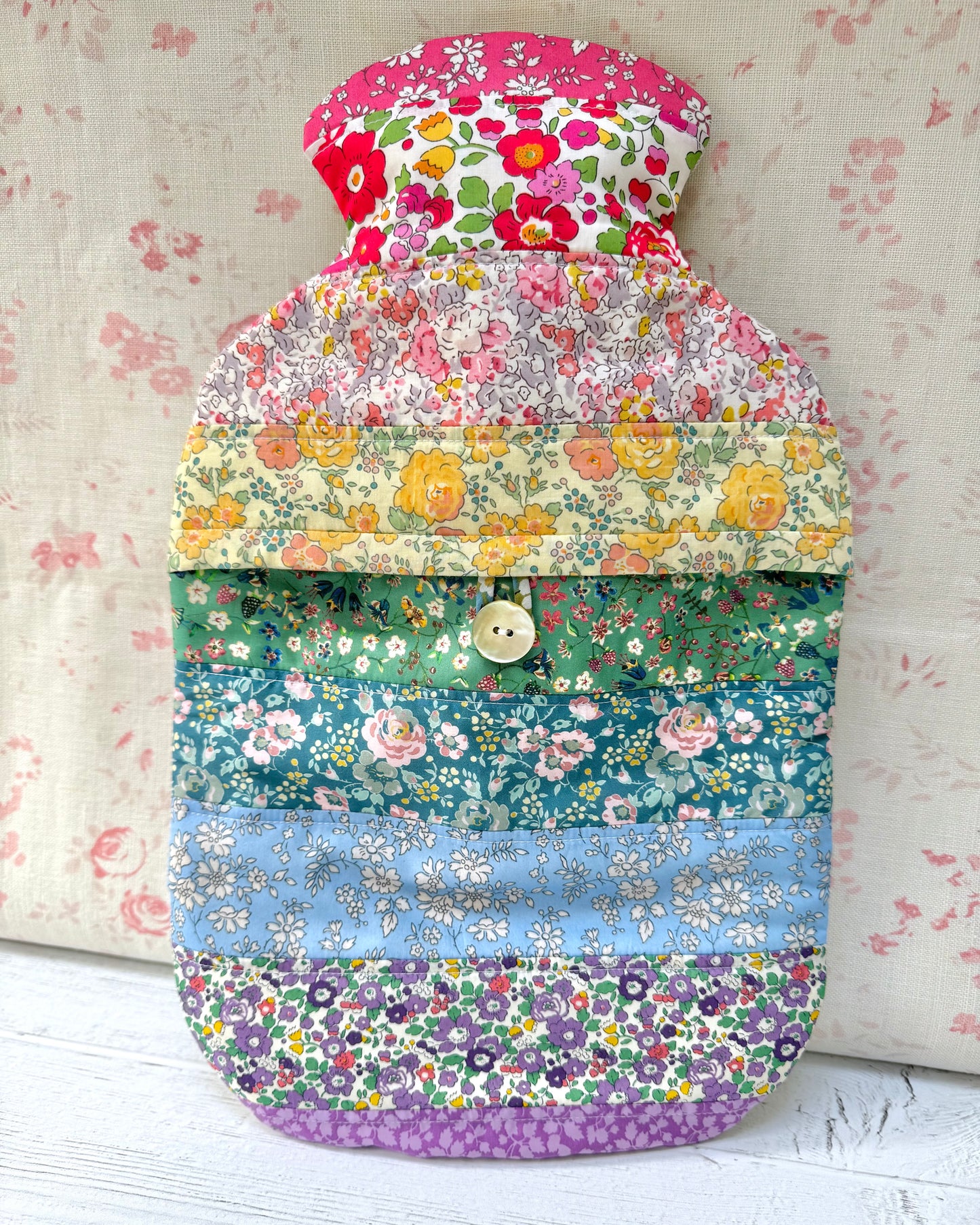 Luxury Quilted Hot Water Bottle Cover - Liberty Rainbow