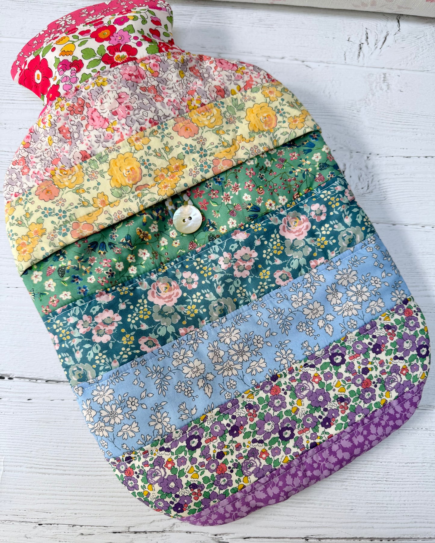 Luxury Quilted Hot Water Bottle Cover - Liberty Rainbow