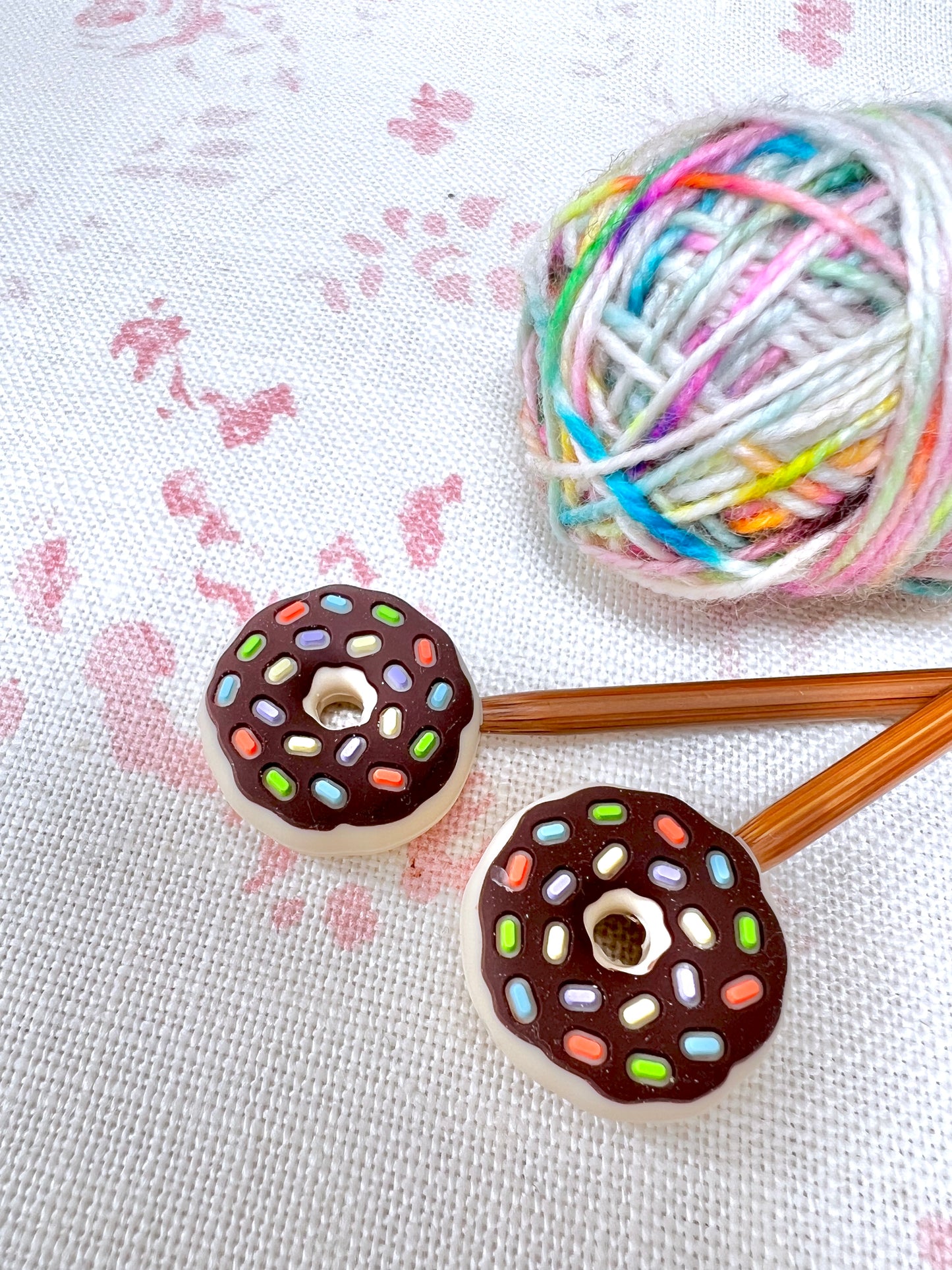 Doughnut Knitting Needle Stoppers - Chocolate