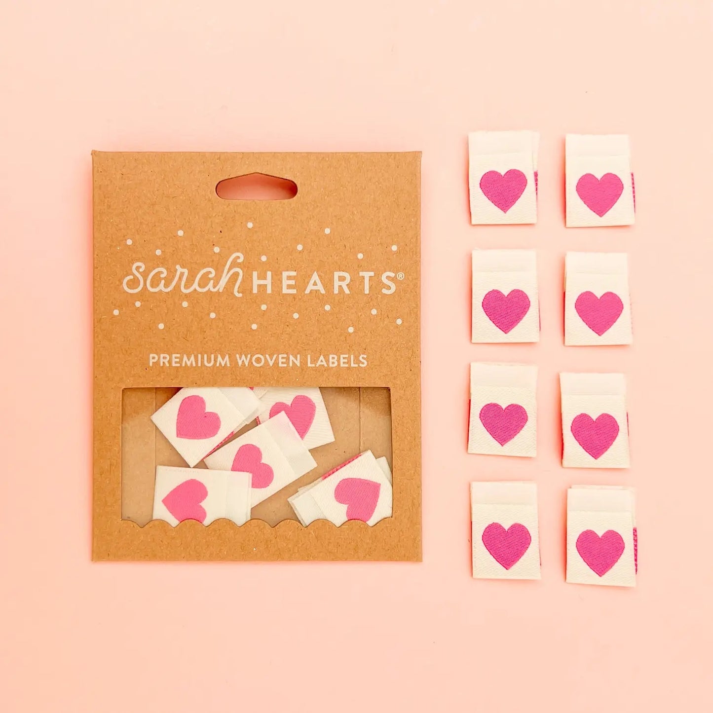 Little Pink Heart Sew in Labels - Sarah Hearts