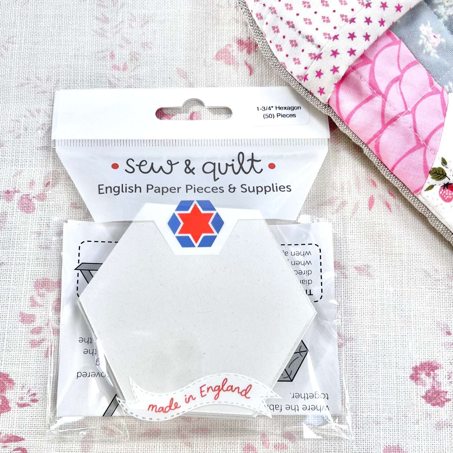 Sew & Quilt - English Paper Piecing Templates 1-3/4" Hexagon x 50