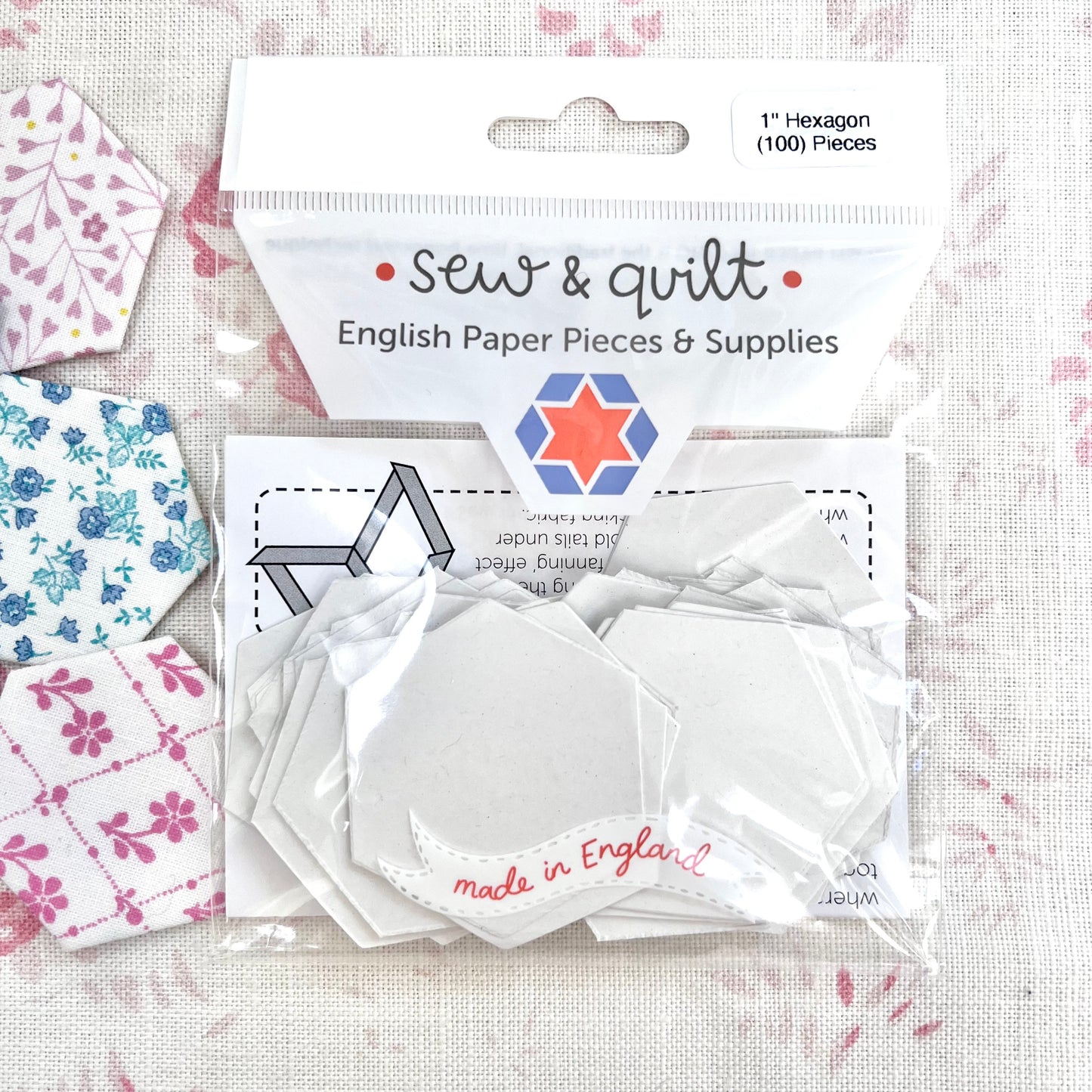 Sew & Quilt - English Paper Piecing Templates 1" Hexagon x 100