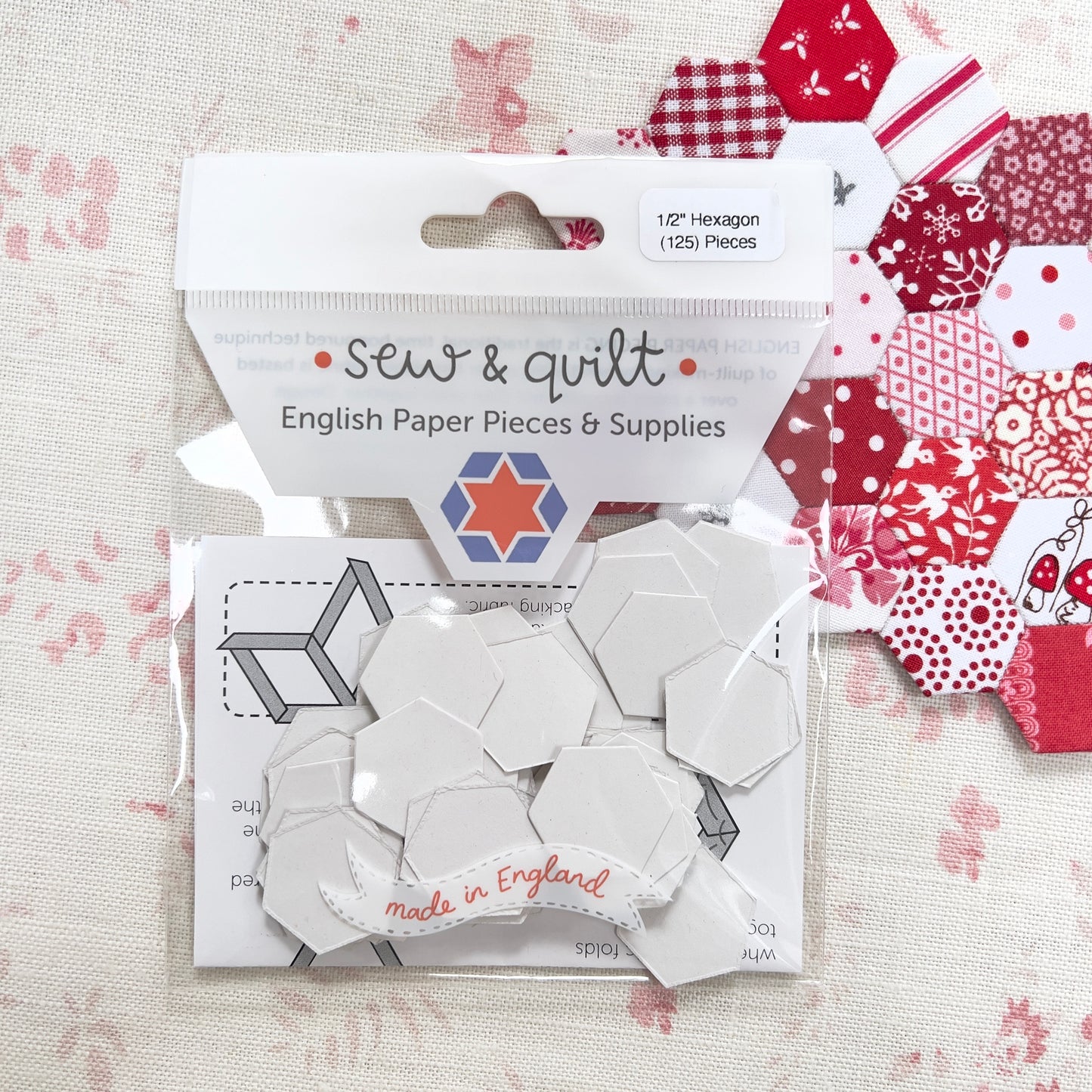 Sew &amp; Quilt - Modèles d'assemblage de papier anglais 1/2" Hexagone x 125