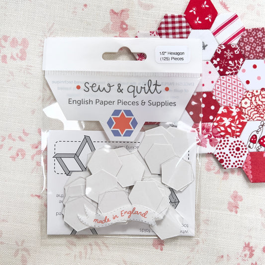 Sew & Quilt - English Paper Piecing Templates 1/2" Hexagon x 125